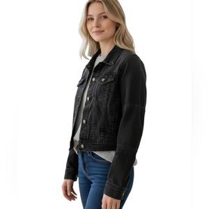 Free People Black Denim Jacket sz XS